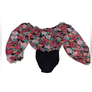 Peace Love World Floral Bodysuit - Multicolor and Black